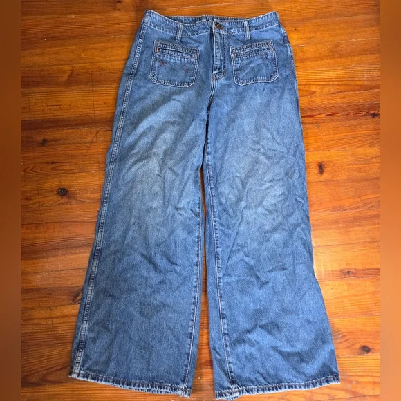 Old Navy Drapey Denim High-Risr Baggy Wide Leg - Picture 2 of 6